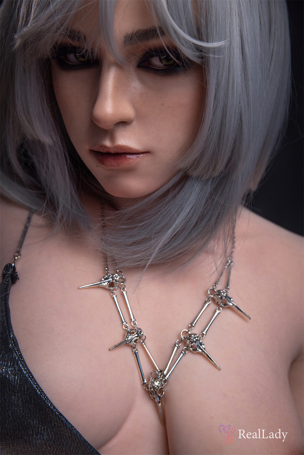 Thera-170cm(5'58'') D-Cup Full Silicone Bob Silver Leather Skirt Temptation Sex Doll -Real Lady Doll