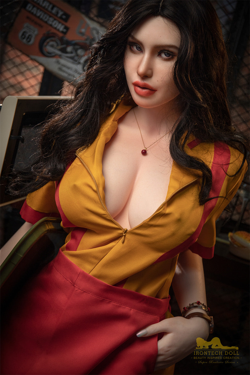 Pearl-164cm(5'38")E-cup Full Silicone American Bar Waitress Sex Doll - Irontech Doll